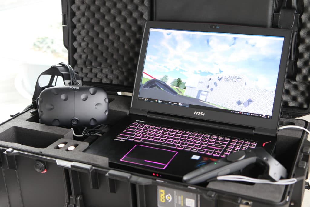 Valise de transport de réalité virtuelle en fonctionnement avec une application immersive